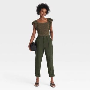 Women's High-Rise Slim Straight Leg Pintuck Ankle Pants - A New Day